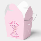 Pink Chi Ro Christelijk Cross op roze gepersonalis Bedankdoosjes (Geopend)
