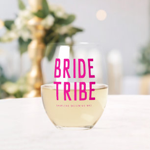 Pink Chic Bride Tribe Vrijgezellenfeest Wijnglas Zonder Voet