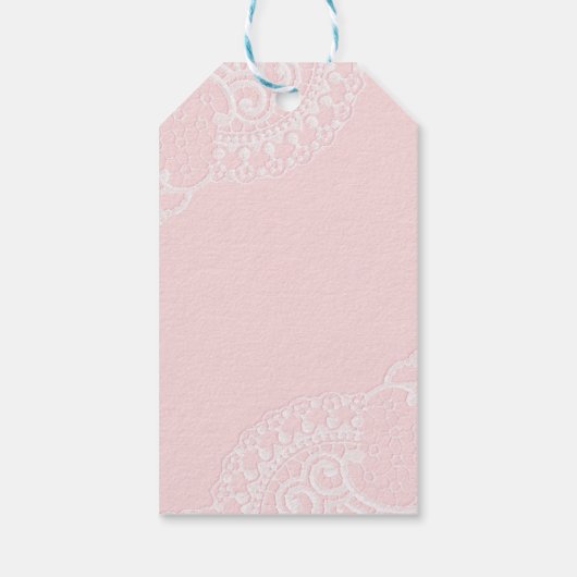 Pink Chic  Elegant Lace Wedding Bedankt Cadeaulabel (Achterkant)