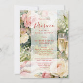 Pink Chic Prosecco & Pearls Glitter Bridal Shower Kaart (Voorkant)