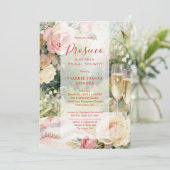 Pink Chic Prosecco & Pearls Glitter Bridal Shower Kaart (Staand voorkant)