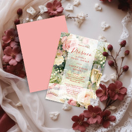 Pink Chic Prosecco & Pearls Glitter Bridal Shower Kaart