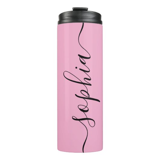 Pink Chic Script Custom Name Thermal Tumbler Thermosbeker (Voorkant)