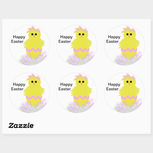 Pink Chick Egg Easter Stickers (Vel)