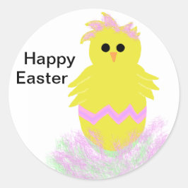 Pink Chick Egg Easter Stickers