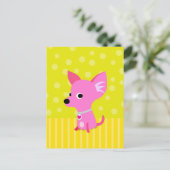 Pink Chihuahua briefkaart (Staand voorkant)