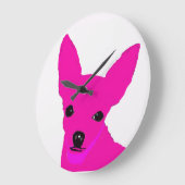 Pink Chihuahua Clock Grote Klok (Hoek)