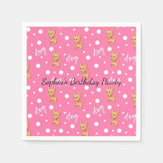 Pink Chihuahua Paper Napkins Servet (Voorkant)