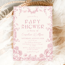 Pink Chinoiserie baby shower Invitation
