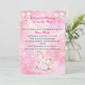 Pink Chinoiserie Baby Shower Invitation Kaart (Staand voorkant)