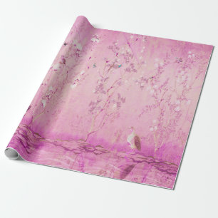 Pink Chinoiserie Bird Decopupage Cadeaupapier