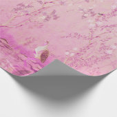 Pink Chinoiserie Bird Decopupage Cadeaupapier (Hoek)