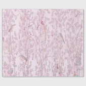 Pink Chinoiserie Bird Decoupage Cadeaupapier (Vlak)
