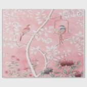 Pink Chinoiserie Bird Decoupage Cadeaupapier (Vlak)