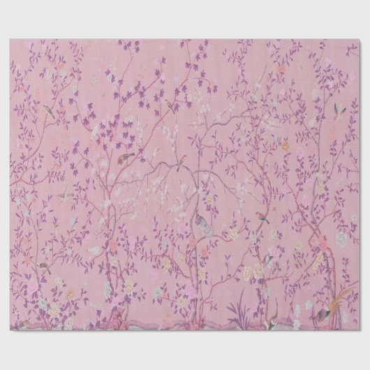Pink Chinoiserie Bird Decoupage Cadeaupapier (Vlak)
