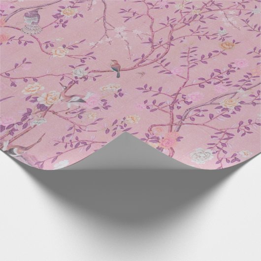 Pink Chinoiserie Bird Decoupage Cadeaupapier (Hoek)