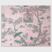 Pink Chinoiserie Bird Decoupage Cadeaupapier (Vlak)