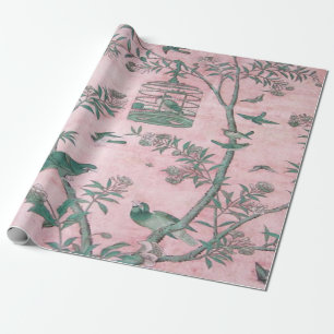 Pink Chinoiserie Bird Decoupage Cadeaupapier