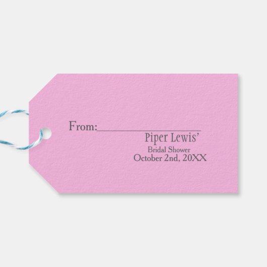 Pink Chinoiserie  Bridal Display Shower enclosure Cadeaulabel (Achterkant Horizontaal)