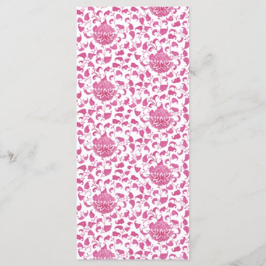 Pink Chinoiserie Bunny Bridal Shower Party Menu (Achterkant)