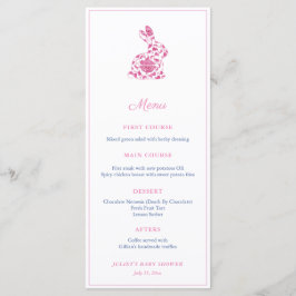Pink Chinoiserie Bunny Bridal Shower Party Menu
