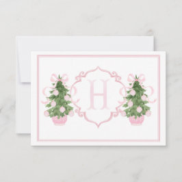 Pink Chinoiserie Christmas Tree Baby shower Bedankkaart