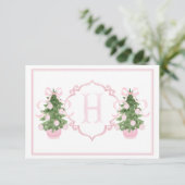 Pink Chinoiserie Christmas Tree Baby shower Bedankkaart (Staand voorkant)