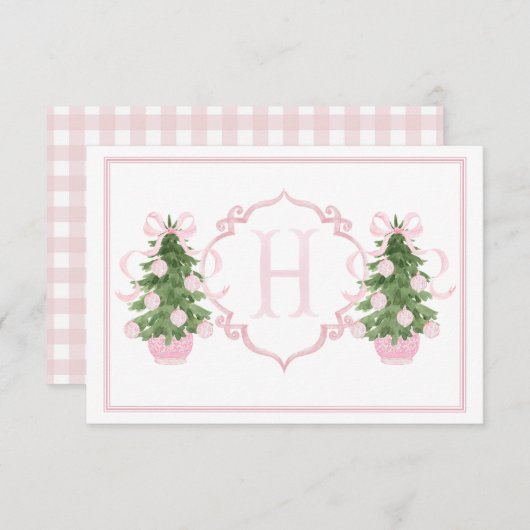 Pink Chinoiserie Christmas Tree Baby shower Bedankkaart (Voorkant / Achterkant)