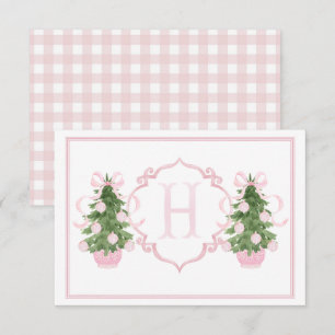 Pink Chinoiserie Christmas Tree Baby shower Bedankkaart