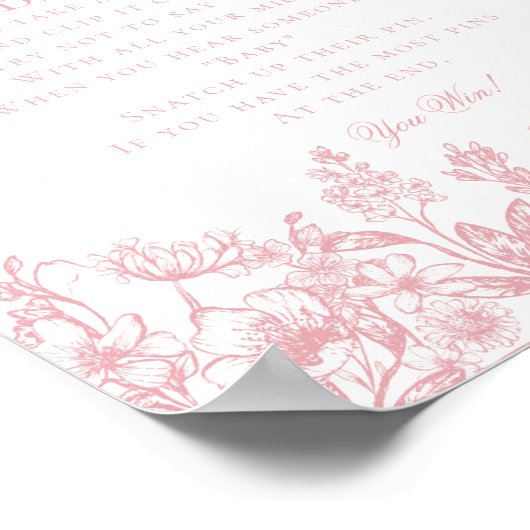 Pink Chinoiserie Dont Say Baby Shower Game Poster (Hoek)