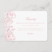 Pink Chinoiserie Floral Bridal Registry Card Informatiekaartje (Voorkant)