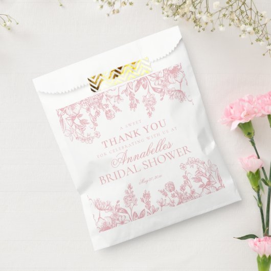 Pink Chinoiserie Floral Bridal Shower Dessert Bedankzakje (Gezegeld)