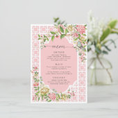 Pink Chinoiserie Floral Menu - Trianon (Staand voorkant)
