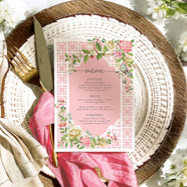 Pink Chinoiserie Floral Menu - Trianon