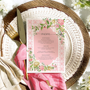 Pink Chinoiserie Floral Menu - Trianon