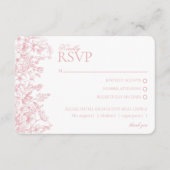 Pink Chinoiserie Floral RSVP Respose Card Informatiekaartje (Voorkant)