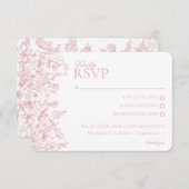 Pink Chinoiserie Floral RSVP Respose Card Informatiekaartje (Voorkant / Achterkant)