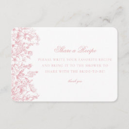 Pink Chinoiserie Floral Share Recipe Invitation Informatiekaartje