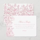 Pink Chinoiserie Floral Share Recipe Invitation Informatiekaartje (Voorkant / Achterkant)