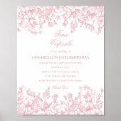 Pink Chinoiserie Floral Time Capsule Baby Birthday Poster (Voorkant)