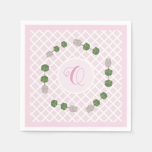 Pink Chinoiserie Ginger Jar Jars Topiary Basket Pa Servet (Voorkant)