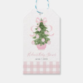 Pink Chinoiserie kerstboom Cadeaulabel (Voorkant)