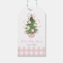 Pink Chinoiserie kerstboom Cadeaulabel
