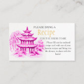 Pink Chinoiserie Recipe Request Bridal Shower  Informatiekaartje (Voorkant)