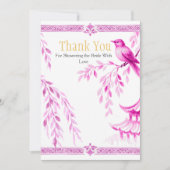 Pink Chinoiserie "Thank You"   Sign Kaart (Voorkant)