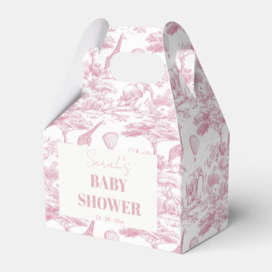 Pink Chinoiserie Toile de Jouy Baby shower Bedankdoosjes (Achterkant)