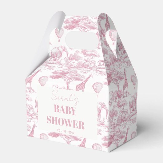 Pink Chinoiserie Toile de Jouy Baby shower Bedankdoosjes (Voorkant Zijde)