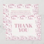 Pink Chinoiserie Toile de Jouy Baby shower Bedankkaart (Voorkant / Achterkant)