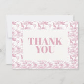 Pink Chinoiserie Toile de Jouy Baby shower Bedankkaart (Voorkant)