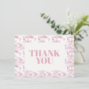 Pink Chinoiserie Toile de Jouy Baby shower Bedankkaart